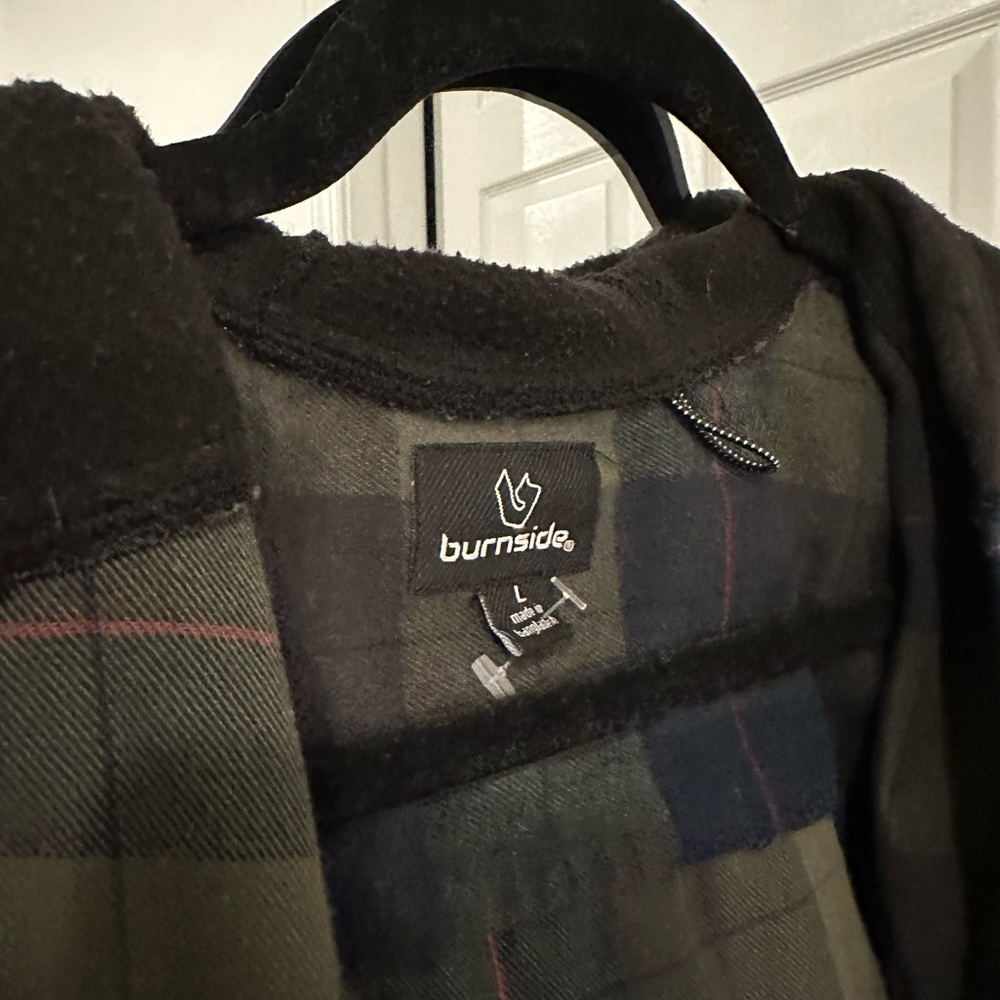 Green and blue hooded flannel